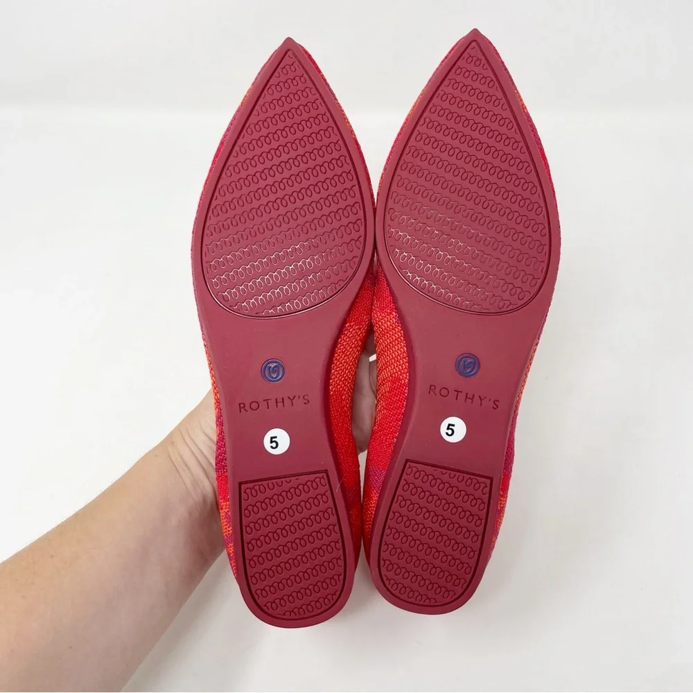 Rothy’s Red Botanicamo Point Shoe Red Camo Style Orange Abstract Flowers Floral - Picture 4 of 4